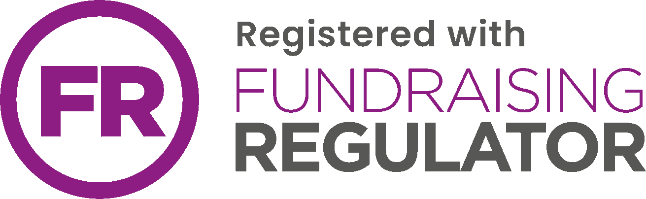 A badge that says, 'registered with the Fundraising Regulator'.